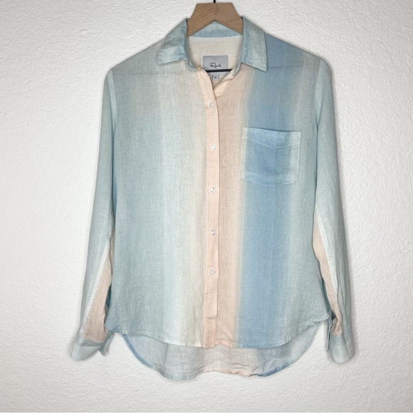 Rails Charli Sunset Gradient Button Down Shirt Linen Blend Long Sleeve size XS - Picture 3 of 8